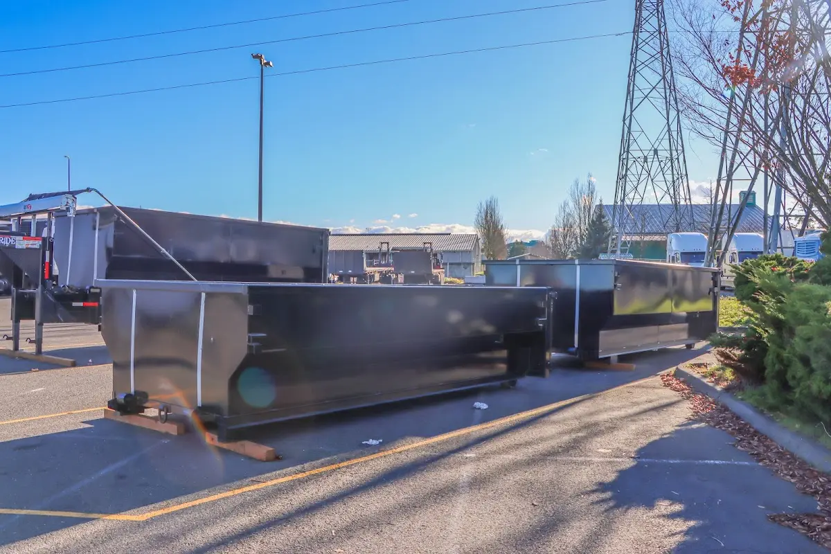 Roll-off dumpster ready for waste disposal at job site for 4 Yard Dumpster Rental in Maplewood